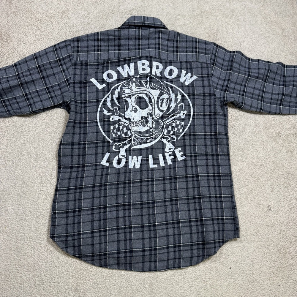 Lowbrow Art Company Shirt Mens Medium Plaid Button-Up Flannel Low Life Skull NEW - Picture 14 of 16